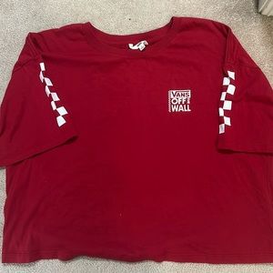 Vans Red short sleeve cropped T-shirt vans off the wall logo- Size L